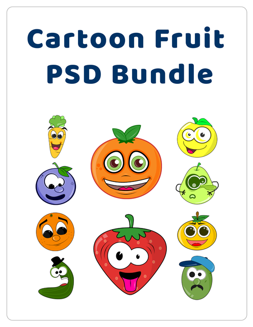 Fun Cartoon Fruit PSD Bundle