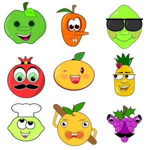 Fun Cartoon Fruit PSD Bundle